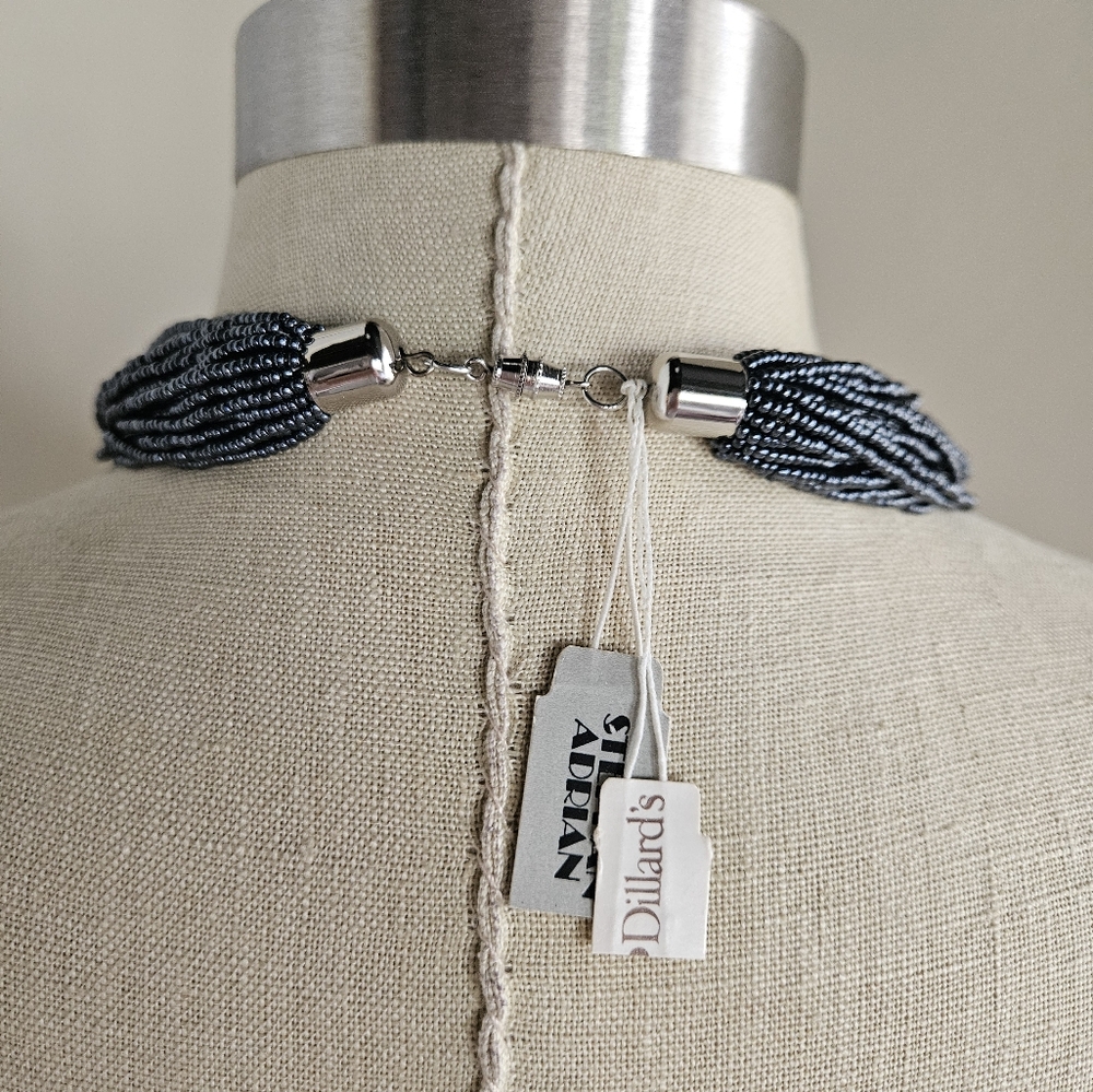 NWT STEPHAN ADRIAN Dark Gray Beaded Necklace | 20" - Picture 5 of 6